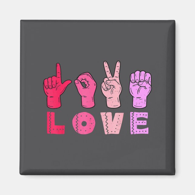 Love Hand Sign Language Asl Valentines Day Men Wom Magnet (Vorne)