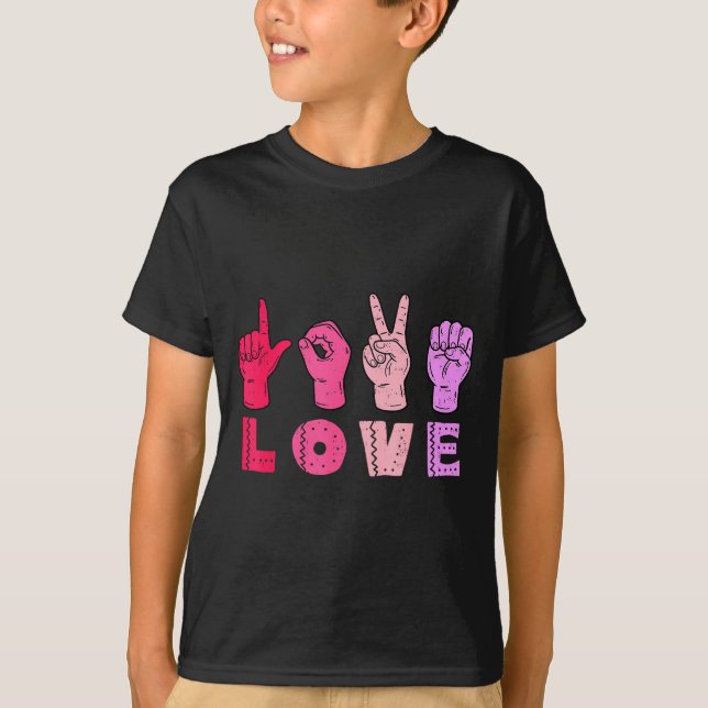 Love Hand Sign Language Asl Valentines Day Men Wom T-Shirt (Vorderseite)