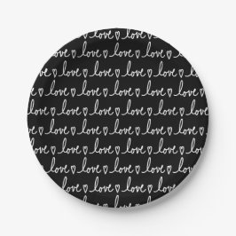 Love Handwritten Valentine's Party Paper Plates Pappteller