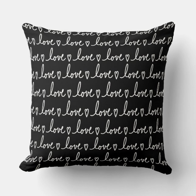 Love Handwritten Valentine's Throw Pillow Kissen (Vorderseite)