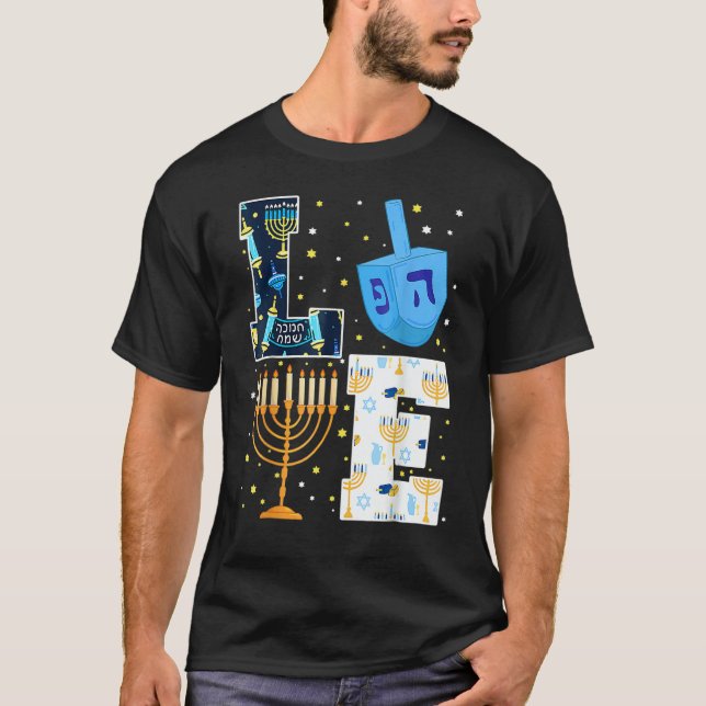 LOVE Hanukkah Decorations Dreidel Menorah 2022 Cha T-Shirt (Vorderseite)