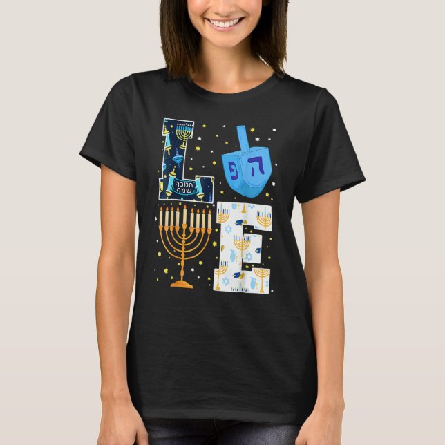 LOVE Hanukkah Decorations Dreidel Menorah 2022 Cha T-Shirt (Vorderseite)