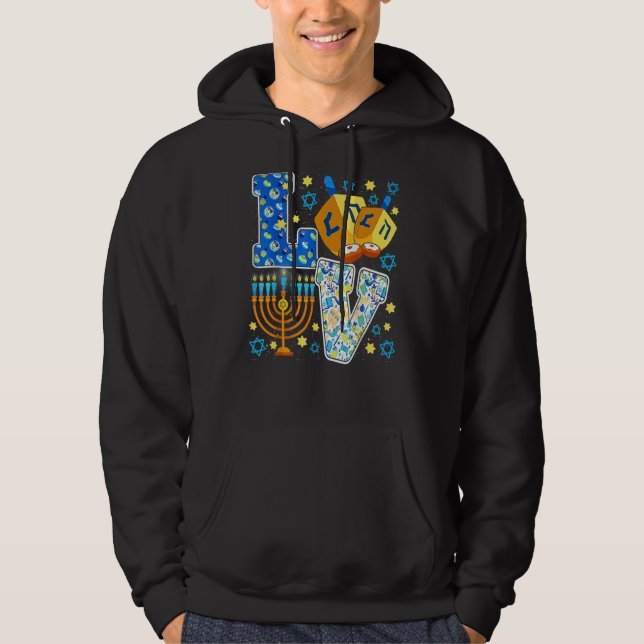 LOVE Hanukkah Decorations Dreidel Menorah Chanukah Hoodie (Vorderseite)