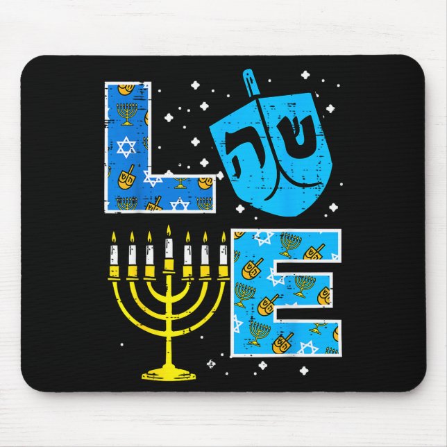 Love Hanukkah Dreidel Menorah Jewish Chanukah Men  Mousepad (Vorne)