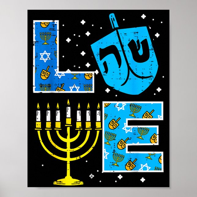 Love Hanukkah Dreidel Menorah Jewish Chanukah Men  Poster (Vorne)