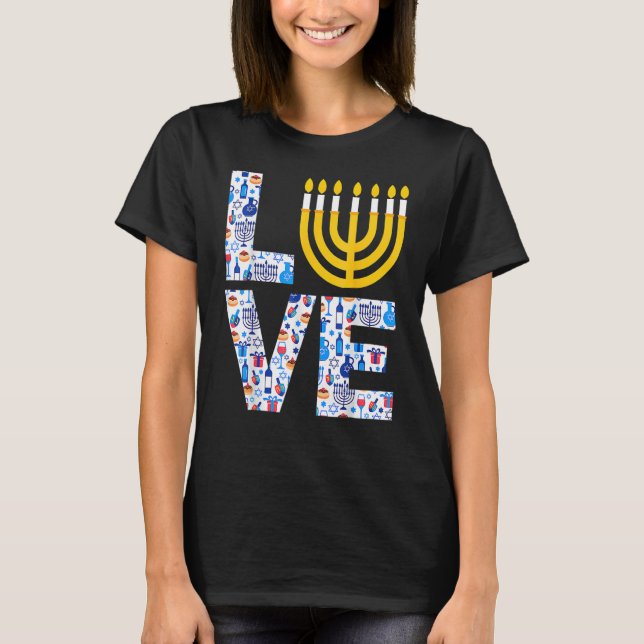 Love Hanukkah Menorah Jewish Pajama  For Men Women T-Shirt (Vorderseite)