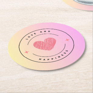 Love & Happiness Trink coaster Runder Pappuntersetzer