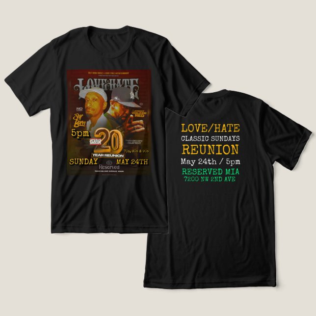 LOVE/HATE CLASSIC SUNDAYS Reunion Tee (Design vorne & hinten)