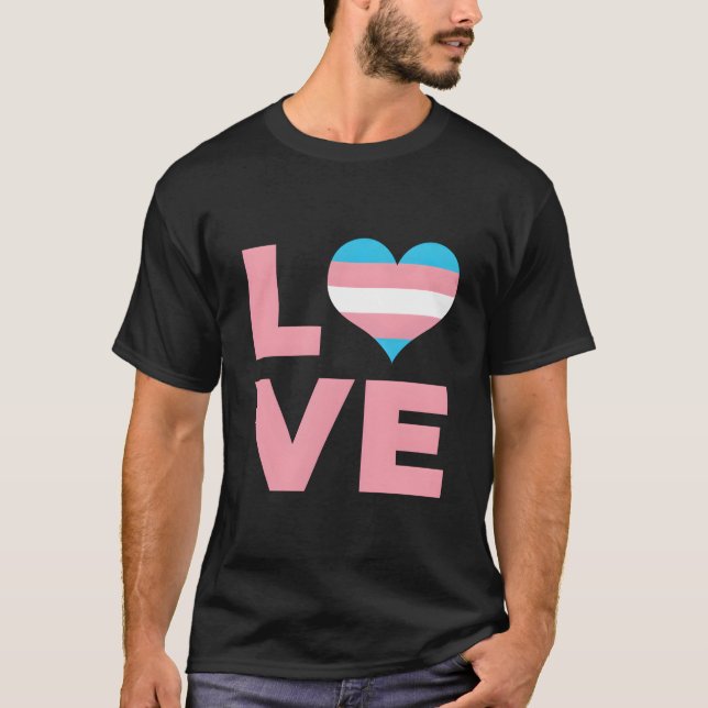 Love He Transgender Flag T-Shirt (Vorderseite)