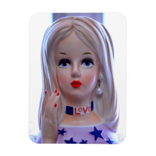 Love Head Vase Hippie Girl Groovy Stars Magnet