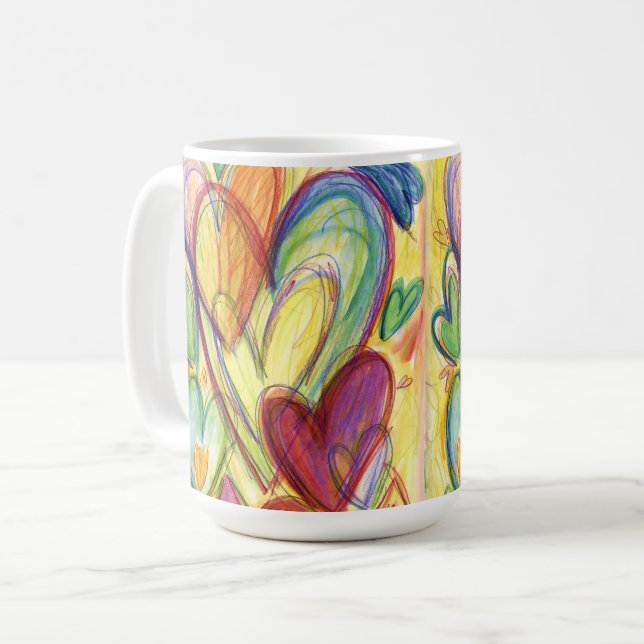 Love Healing Hearts Art Custom Coffee Cup Kaffeetasse (Vorderseite Links)