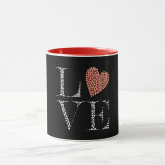Love Heart Design – Red Gradient Heart on Black  Tasse