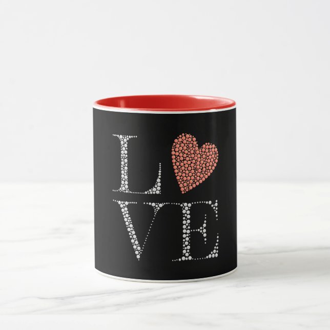 Love Heart Design – Red Gradient Heart on Black  Tasse (Zentrum)