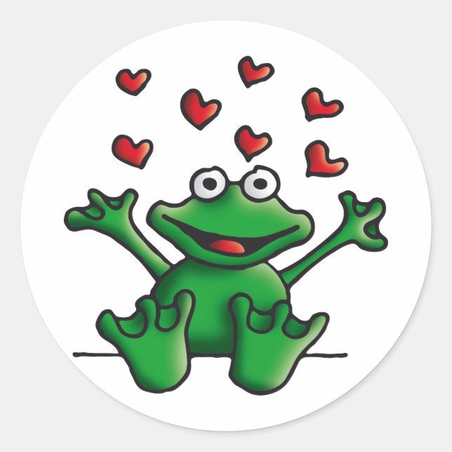 love heart frog runder aufkleber (Vorderseite)
