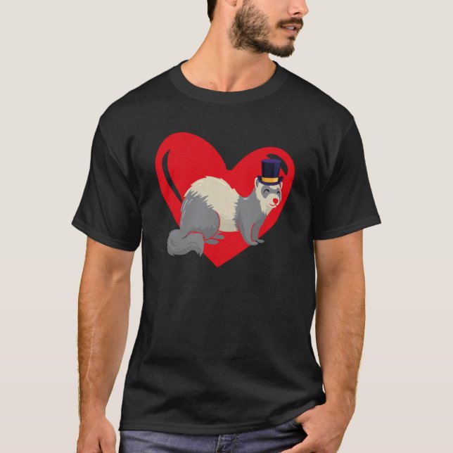 Love Heart Graphic Valentine's Day Ferrets Boys Ki T-Shirt (Vorderseite)