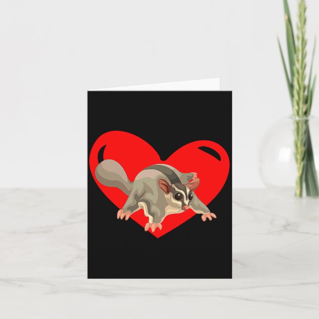 Love Heart Graphic Valentines Day Sugar Glider Bo  Karte (Vorderseite)