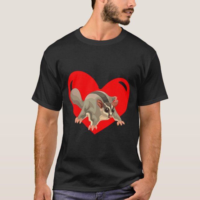 Love Heart Graphic Valentines Day Sugar Glider Bo  T-Shirt (Vorderseite)