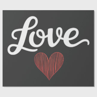 Love Heart Minimal Typography Romantic Design Geschenkpapier