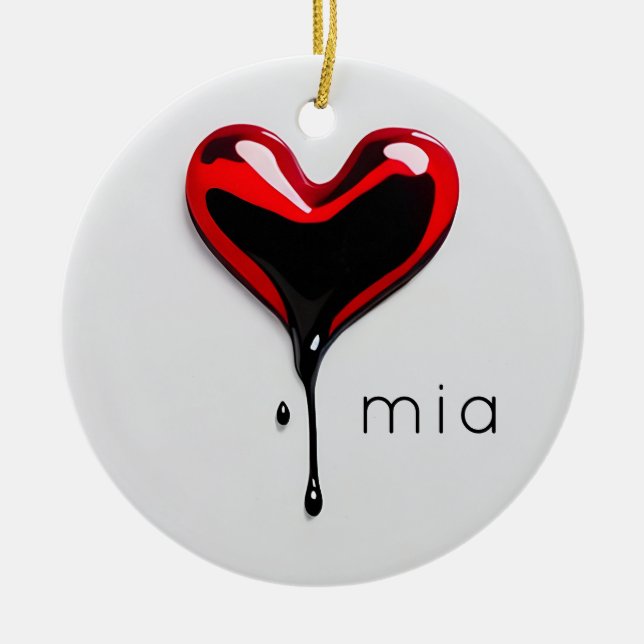 love heart monogram name modern minimal Christmas Keramik Ornament (Vorne)