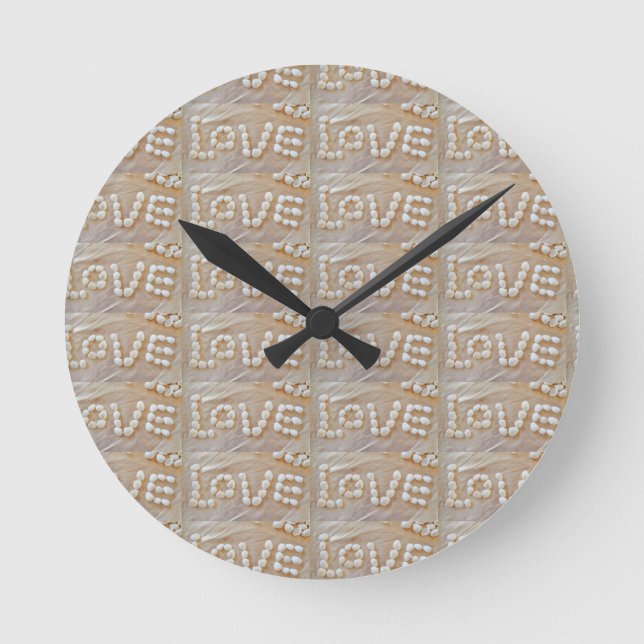 Love Heart Sea Shell Beach Hearts Seashells Summer Runde Wanduhr (Vorderseite)