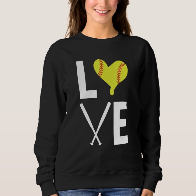 Love Heart Shaped Ball Softball Bats  Softball Sweatshirt (Vorderseite)