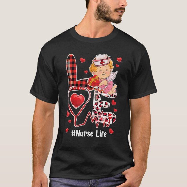 Love Heart Stethoscope Nurse Life Valentine Day 20 T-Shirt (Vorderseite)
