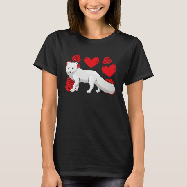 Love Heart Valentine's Day Roses Arctic Foxes Boys T-Shirt (Vorderseite)