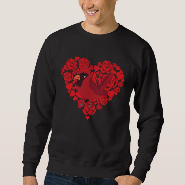 Love Heart Valentine's Day Roses Cardinal Boys Kid Sweatshirt (Vorderseite)