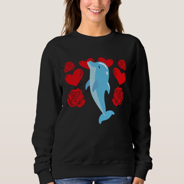 Love Heart Valentine's Day Roses Dolphin Boys Kids Sweatshirt (Vorderseite)