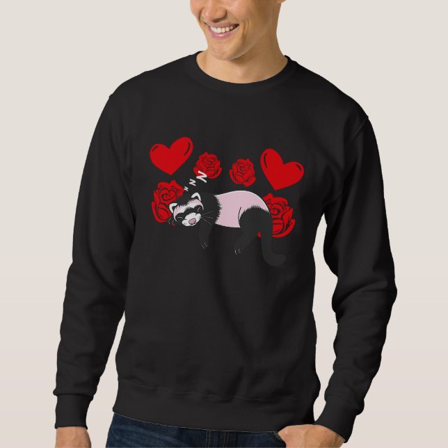 Love Heart Valentine's Day Roses Ferrets Boys Kids Sweatshirt (Vorderseite)