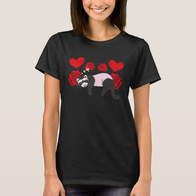 Love Heart Valentine's Day Roses Ferrets Boys Kids T-Shirt (Vorderseite)