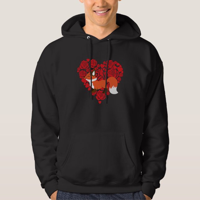 Love Heart Valentine's Day Roses Fox Boys Kids Hoodie (Vorderseite)