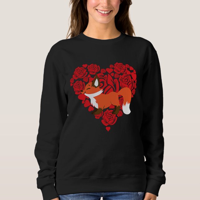 Love Heart Valentine's Day Roses Fox Boys Kids Sweatshirt (Vorderseite)