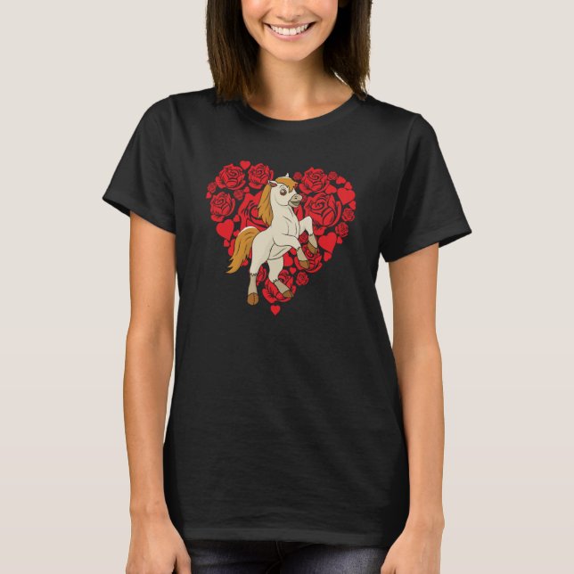 Love Heart Valentine's Day Roses Horse Boys Kids   T-Shirt (Vorderseite)