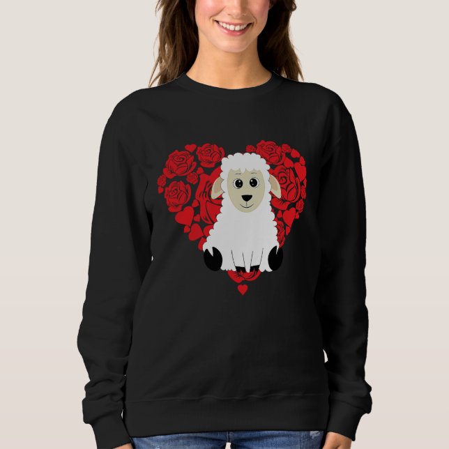 Love Heart Valentine's Day Roses Sheep Boys Kids Sweatshirt (Vorderseite)