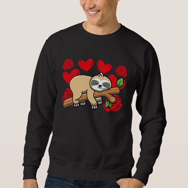 Love Heart Valentine's Day Roses Sloth Boys Kids Sweatshirt (Vorderseite)