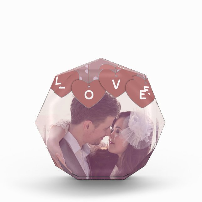 Love Hearts Banner Romantic Overlaid Custom Photo Fotoblock (Vorderseite)