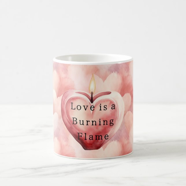 Love Hearts Burning Flame Candle Kaffeetasse (Mittel)