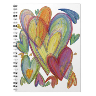 Love Hearts Colorful Liebe Journal Notizblock