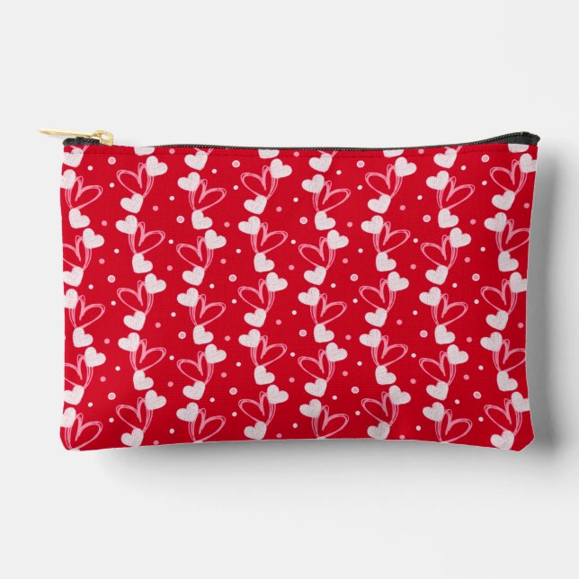 Love Hearts Doddles, Red, Accessory Pouch Zubehörtasche (Vorderseite)