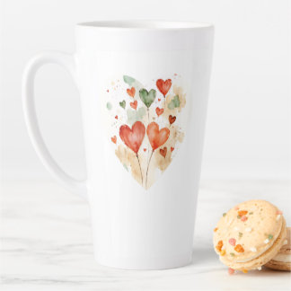 Love Hearts in Watercolors Large Latte Mug Milchtasse