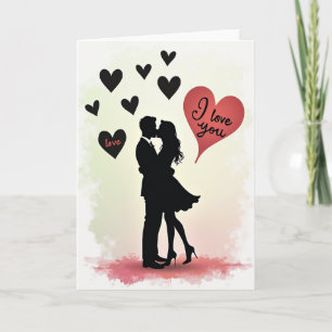 Love Hearts Kiss Paar Mattkarte Karte