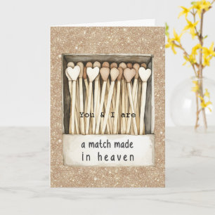 Love Hearts Match Made in Heaven Gold Glitter auf Karte