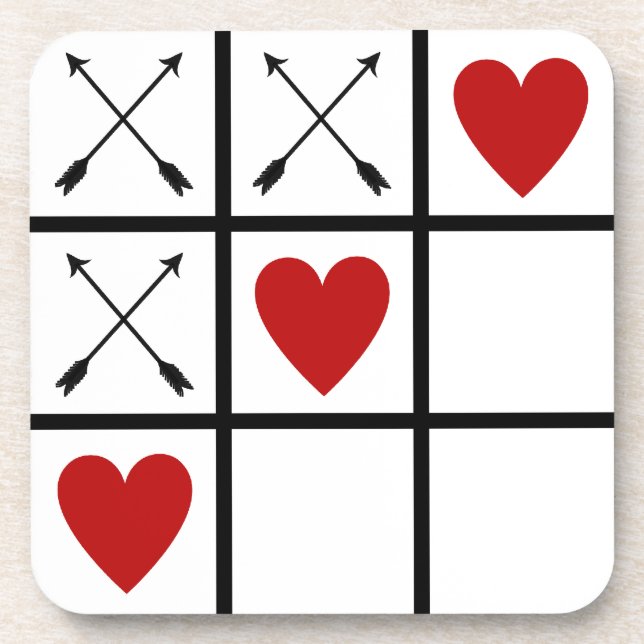 LOVE HEARTS 'n ARROWS Tic Tac Toe Untersetzer (Vorderseite)