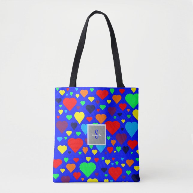 Love hearts on Blue Tote bag (Vorderseite)