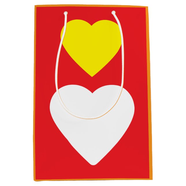 Love Hearts on Bright Red Classical Unique Simple Mittlere Geschenktüte (Vorderseite)