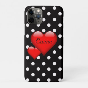 Love Hearts Polka-Dot-Muster Monogramm Case-Mate iPhone Hülle