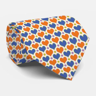Love Hearts & Polka Dots Muster in Blau & Orange Krawatte