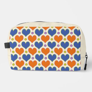 Love Hearts & Polka Dots Muster in Blau & Orange Waschbeutel