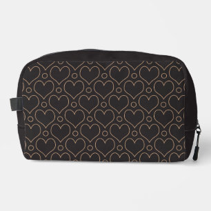 Love Hearts und Polka Dots Muster in Beige & Schwa Waschbeutel